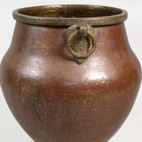 Large Antique South Indian Hammered Copper Water Storage Pot