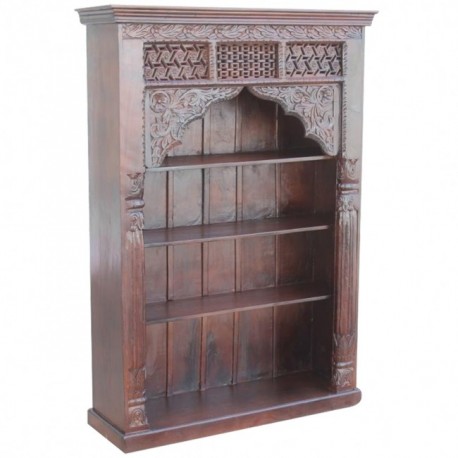 Hand Carved Mughal Solid Wood Large Bookcase