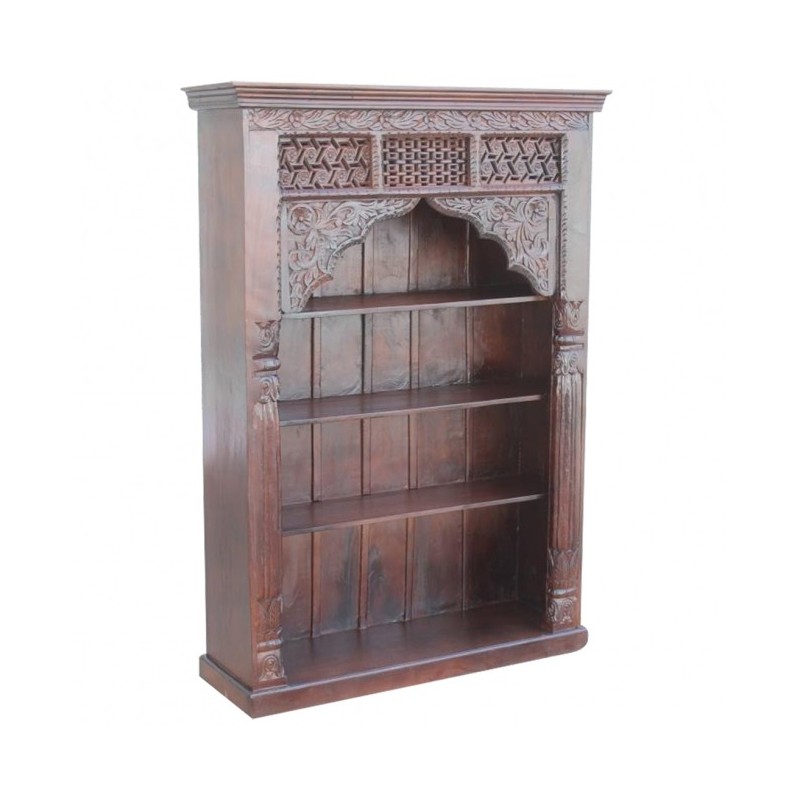 Hand Carved Mughal Solid Wood Large Bookcase Home Decorz