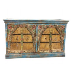 Antique Sideboard Buffet Media Cabinet Chest Floral Carved Furniture