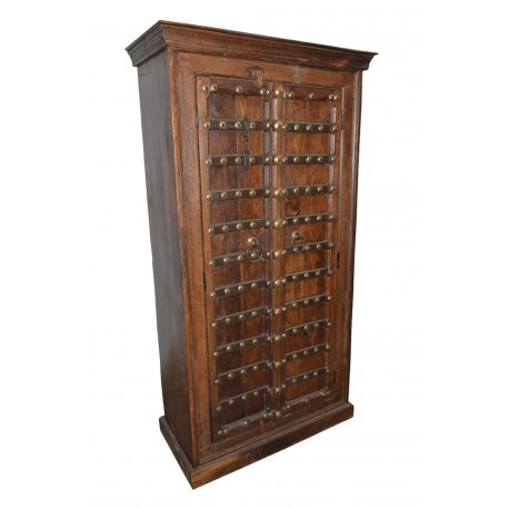 Antique Haveli Old Door Armoire Hand Carved Cabinet