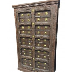 Rare and Stunning Old Door Brass French Colonial Cabinet